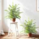 2 Pack Artificial Fern Plants in Pots Artificial Boston Ferns Potted Plants Faux Fern Bush Plant Shrubs Greenery for Outdoor Indoor Porch Patio Farmhouse Garden Living Room Office Table Decor (Type 5)