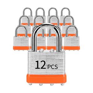 Padlocks with Same Key, LQYN 12 Pcs Laminated Keyed Padlock (1-9/16", 40mm), Keyed Alike Locks, Normal Shackle, for Storage Locker, Hasp Latch, Toolbox, Sheds