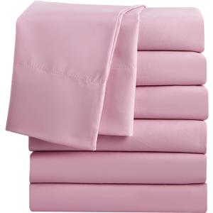 FreshCulture Twin Flat Sheets Only, Pack of 6, Soft Microfiber Bedding Sheets for Home, Salons, Hotels, Bulk Flat Sheets Only Twin Size (Dusty Pink)