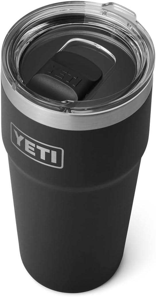 YETI Rambler 20 oz Stackable Tumbler, Stainless Steel, Vacuum Insulated with MagSlider Lid (Black)