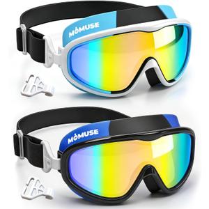 2PC Kids Swim Goggles 3-10 with Soft Fabric Strap, UV Protection