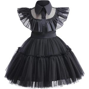 Toddler Baby Girls Black Dress Kids Black Party Costume 1T-7Years (3-4T, 001)
