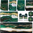 10 Pcs Kitchen Dish Towels Rugs Oven Mitts and Pot Holders Kit Farmhouse Kitchen Decor Set Gloves Vintage Potholders for Baking Cooking Chef(Green,Modern)