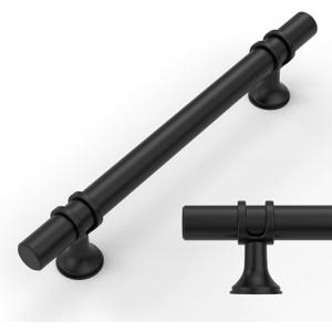 Amerdeco 10 Pack Matte Black Cabinet Pulls 5 Inch(128MM) Hole Centers Kitchen Cabinet Handles Cabinets Hardware Drawer Pulls ZH0058