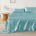 Bedsure Satin Sheets Full - Similar to Silk Sheets, Silky Bedsheet, Luxury & Ultra Soft, Non-Fading & Wrinkle Free, Good for Hair & Skin, Gifts for Women, 4 Pieces, Blue (06-blue)