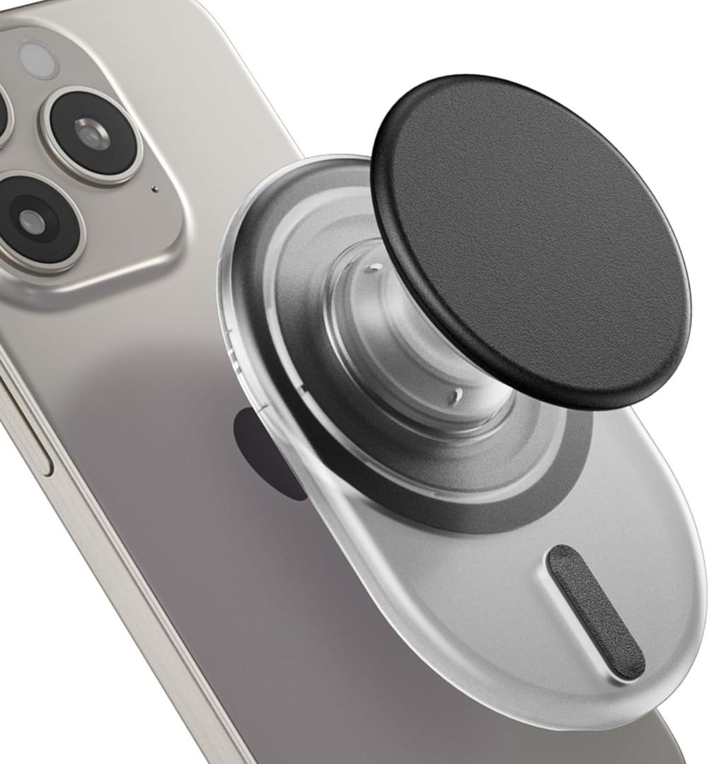 AUROX for MagSafe Phone Grip, Magnetic Phone Grips, Expandable Collapsible Mobile Phone Grip Stand Holder with Kickstand for Magsafe Stand Compatible for iPhone 17 16 15 14 13 Series,Transparent Black