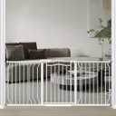 Fairy Baby 62.5"-71.6" Extra Wide Long Baby Gate for Doorways, Large Dog Gate for the House, No Drill Baby Gate for Stairs, Pressure Mounted Toddler Safety Child Gate Auto Close Pet Gate Indoor, White