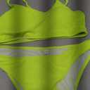 Fanuerg Women's Ribbed Bikini Sets Scoop Neck Cheeky Swimsuit Textured Two Piece Bathing Suit (Green, L)