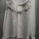 IWQBQ Men's Pirate Shirt Renaissance Victorian Blouse Medieval Vampire Top with Ruffled Collar, XL, White 