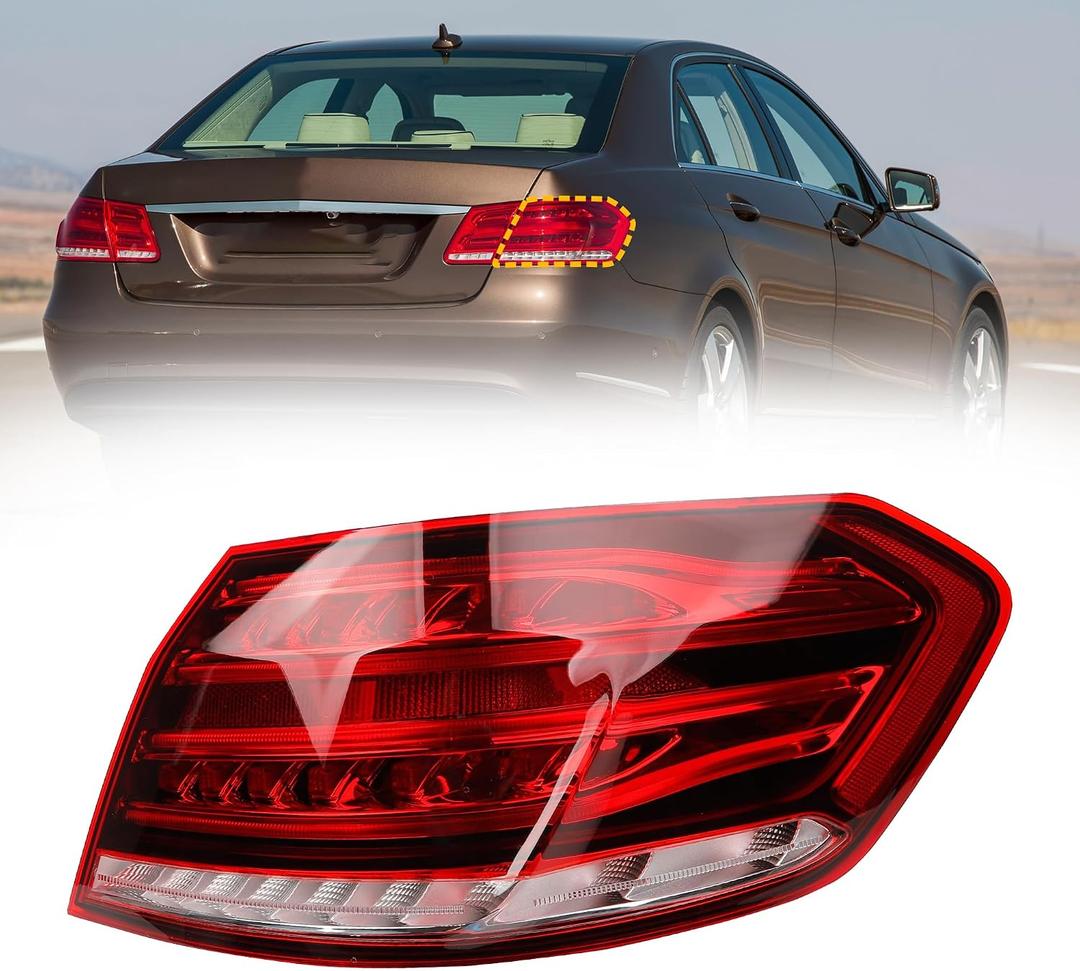 Dasbecan Passenger Right Side Tail Light Assembly Compatible with 2014-2016 Mercedes-Benz W212 E-Class E350 E250 E300 E400 E550 E63 Rear Lamp Outer w/Led Bulbs Replaces# 2129061403 MB2805112