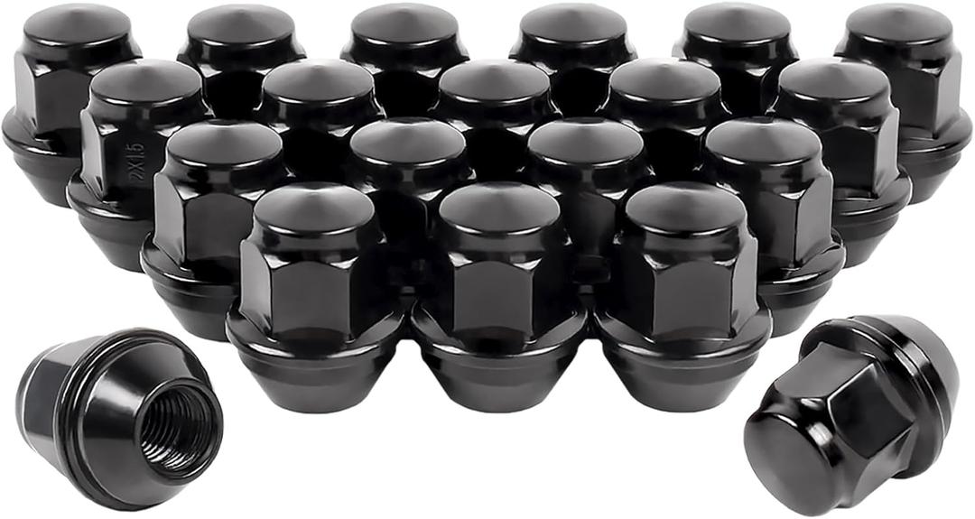 12mmx1.5 Lug Nuts Set of 20 for Focus Fusion Escape Ranger MKC/MKZ Fiesta Stock Wheels Black 12mmx1.5 OEM Factory Stock Wheels Large Acorn Seat