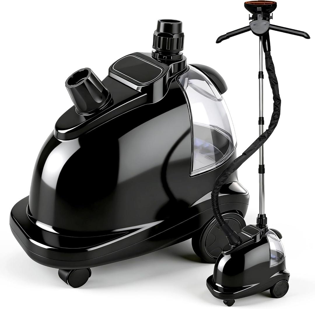 Professional Garment Steamer for Clothes, 2000W Powerful Steam Iron with 1.5L Water Tank, 40 Minutes Continuous Steam, Heavy Duty Clothes Steamer for Home, Commercial Use, Pearl Black