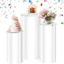 White Cylinder Stands for Party, Party Cylinders Set of 3 Stand, Pedestal Stands for Display Birthday Wedding Bridal Baby Shower Party Decorations 35.4''(L) 29.5'' (M) 23.6'' (S)