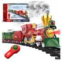 Hot Bee Christmas Train Set with Remote Control Train Toys w/Smoke, Lights & Sound, Christmas Train Sets for Around The Tree, Toy Train for Kids Train Set for 3 4 5 6 7+ Years Old Boys Gifts