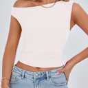 PRETTYGARDEN Women's Off The Shoulder Crop Top - Chic Asymmetrical Going Out Tops for Summer 2026, Slim Fitted & Breathable (XXL)