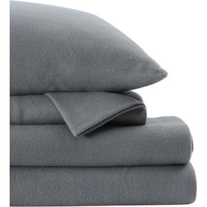 Softan Fleece Sheets Queen Size, Flannel Like Soft, Velvet Polar Microfleece Sheets for Winter, Grey (Gray)