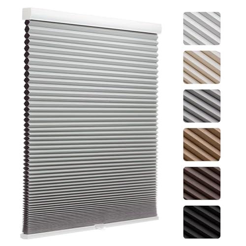 MYshade Cordless Blackout Cellular Shades, 1.5" Honeycomb Window Blinds for Bedroom & Nursery, Thermal Insulated, Noise Reducing, Privacy Shades, Inside or Outside Mount (27" W x 50" H, Grey)