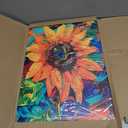 SIXWOOD Colorful Sunflower Canvas Wall Art Abstract Plant Painting Poster Sunflower Picture for Wall Living Room, Bathroom Bedroom Home Room Decoration12*18 in