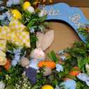 24" Large Easter Wreath for Front Door with Cute Rabbit Carrot Eggs Flowers Bow Sign, Farmhouse Spirng Easter Decoration for Home Porch Wall Mantel Window Outdoor Indoor Decor