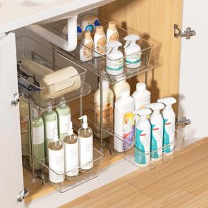 Vtopmart 2 Pack Larger Higher Pull Out Bathroom Under Sink Organizer (M-Higher)
