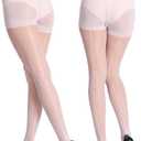 MERYLURE Vintage Style Backseam 20D Sheer Tights for Women Control Top Pantyhose Patterned Cuban Heel Stocking 2 Pairs (White, M)