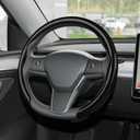 frani Leather Steering Wheel Cover, Universal 15 Inch Premium Non-Slip Steering Wheel Cover Black Carbon Fiber Texture