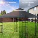 10x10 FT Gazebo Replacement Top, Canopy Replacement Cover Double Tiered for Outdoor BBQ Roof Cover Grill Shelter (Dark Gray)
