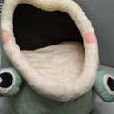 Jiupety Cute Cat Bed, Indoor Lovely Velvet Igloo for Cat and Small Dog, Warm Cave Sleeping Nest Bed for Puppy and Kitten, Green Frog, L