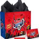 SAVITA Spider Birthday Party Bag Set, Cartoon Theme Spider Goodie Gift Bag Wrapping Paper Greeting Card Envelope for Kids Birthday Party Decoration Supplies