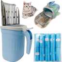 RUIFANDAHK Cat Litter Scoop, Large Capacity Mess-Free Cat Litter Scooper with 10 Rolls Refill Bags, Spill-Proof Kitty Box Sifter, Bin Doubles as Scoop Holder