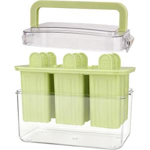 Popsicles Molds with Lid and Bin 9 Pieces Reusable Easy Release Entire Homemade Popsicle Molds Odorless Ice Pop Maker BPA Free (9 Grid Green)