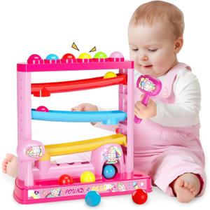 OCHIDO Montessori Toys for 3+ Years Old Kids Girls, Pound A Ball Toys Included 2 Hammer & 12 Balls,Gifts for Girl Age 3+, Interactive Toy for Early Learning Educational Gifts for Girl