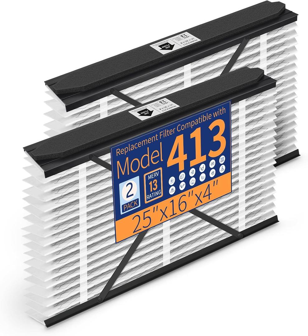 413 Replacement Filter Compatible with AprilAire Air Purifier Models 1410 1610 2410 2416 3410 4400, Merv 13 Whole House Furnace Filters 16254, 2-Pack