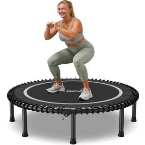 BCAN 450LBS/550LBS Foldable Mini Trampoline, 40"/48" Adult Fitness Trampoline with Durable Bungees, Stable & Quiet Exercise Rebounder,Great Mini Trampoline for Indoor/Garden Workout