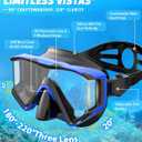 Greatever Snorkel Set Pano 3 Window Snorkel Mask Adult, Panoramic Wide View, Anti-Fog Scuba Diving Mask, Anti-Leak Snorkel Goggles Dry Top Snorkel, Professional Snorkeling Gear for Adults