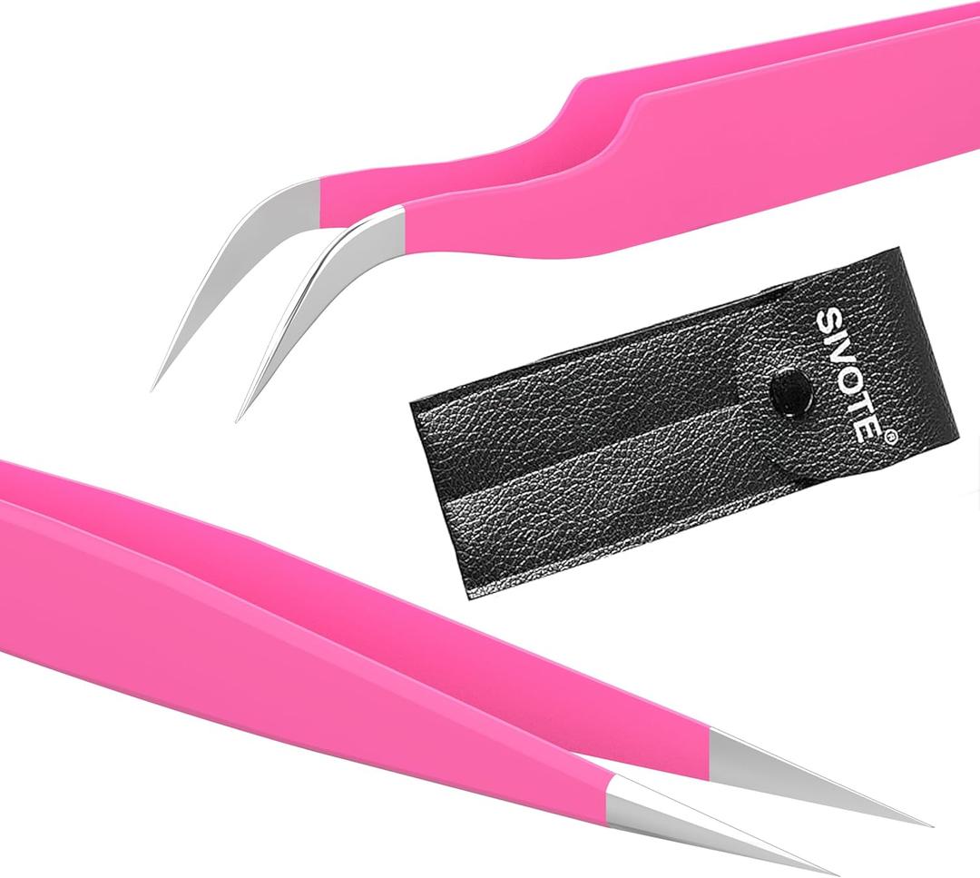 SIVOTE Lash Extension Tweezers Fiber Tips, Set of 3
