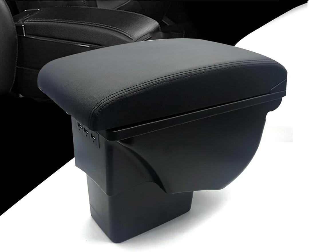Armrest Box for KIA Soul Models 2010 2011 2012 2013 Double Layer Car Interior Storage Center Console with 3 USB Port Black