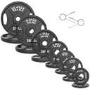Fitvids 2 Inch Olympic Barbell Weight Plates Set, 255 LB(2.5-45 LB) Barbell Weight Set for Home Gym Strength Training, Double-grip Design