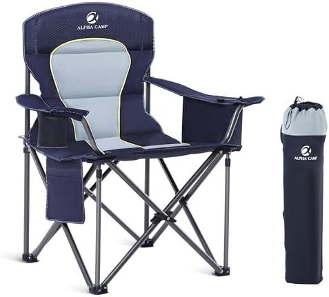 GREEN PARTY Folding Camping Chair Oversized Heavy Duty Lawn Chair with Cooler Bag, Cup Holder, Storage Pocket, Collapsible Padded Outdoor Arm Chair, Quad Lumbar GREEN PARTY Folding Camping Chair Oversized Heavy Duty Lawn Chair with Cooler Bag, Cup Holder, Storage Pocket, Collapsible Padded Outdoor Arm Chair, Quad Lumbar