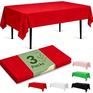 2 x Docoper Plastic Table Cloth Disposable 3 Pack 54x108 Inch Red Table Cover | Rectangular Table Cloth Leakproof Party Tablecloth Disposable Decorative for Weddings Picnic Shower Birthday Wedding BBQ, 54" X 108" Rectangle