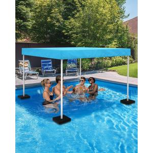 Floating Pool Umbrella - Heavy Duty 6’× 6’× 4' Polyester Oxford Shade Canopy with 4PCS Canopy Floats and Top Rain Holes - Perfect Sun Protection for Beach, Lake and Home Swimming Pool