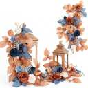 Ling's Moment 6Pack 2ft Artificial Flowers Garland Orange & Navy Blue Lantern Flower Centerpieces Wedding Aisle Decor Chair Flowers Arch Floral for Signs DIY Table Wall Window Cake Decoration