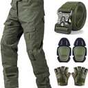 Tactical Pants,Combat Pants with Knee Pads Belt Gloves,Camo Pants for Men, Men's Military Airsoft