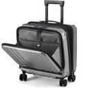 TydeCkare 16" Carry on Luggage with 2 Laptop Compartments, Lightweight Hardshell ABS+PC Suitcase with Dual Control TSA Lock, with YKK Zipper, 4 Spinner Silent Wheels, for Business Travel, Silver Grey