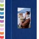 Photo Album 4x6 with 300 Pockets,Slip-in Picture Albums,Linen Cover Memory Book with Front Window,White Page Vertical Photo Book for Wedding,Family,Anniversare,Baby,Vacation (Dark blue)