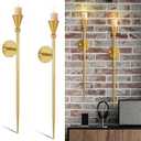 Tioncy 2 Pcs Metal Wall Candle Sconce Modern Candle Holder Wall Sconces for Decoration Candlestick Holder for Dining Room, Living Room, Office, Bathroom(16 Inch,Gold)