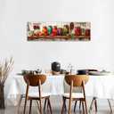 Colorful Mason Jar Wall Art Spices Food Picture Kitchen Wall Decor Abstract Pepper Herbs Canvas Print Dining Room Painting Watercolor Vegetables Poster Modern Artwork Restaurant Home Decoration 14x48"