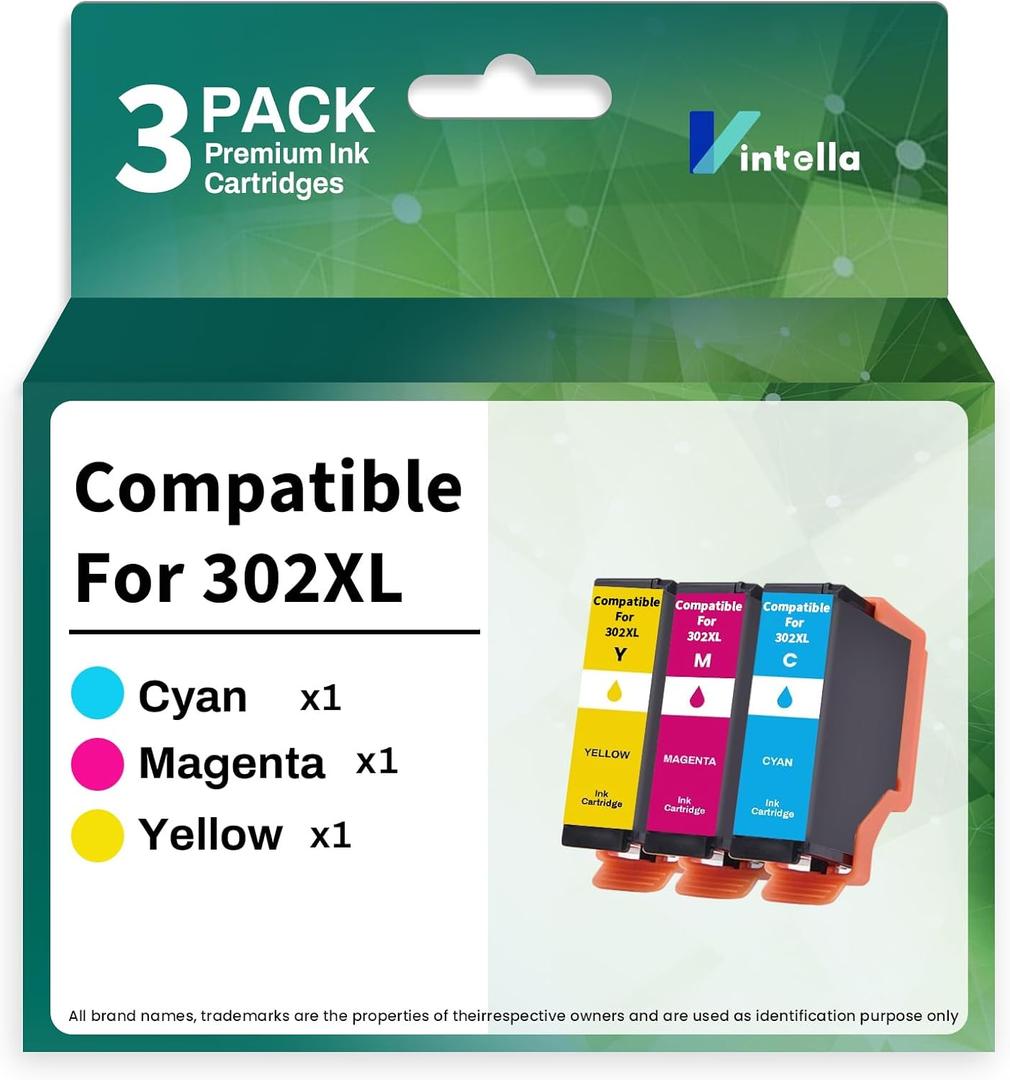 Remanufactured Ink Cartridge Replacement for Epson 302XL 302XL T302XL T302 Color Only for Expression Premium XP-6000 XP-6100 XP6000 XP6100 Printer (1 C/M/Y)