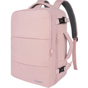 Taygeer Travel Backpack for Women, Carry On Backpack with USB Charging Port & Shoe Pouch, TSA 15.6inch Laptop Mochila Flight Approved, Nurse Bag Casual Daypack for Weekender Business Hiking, Pink (Large, Amourpink)