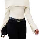 GORGLITTER Women's Off The Shoulder Sweater Long Sleeve Ribbed Knit Pullover Top Trendy Fall Outfits 2025 (Medium)